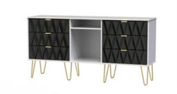 Dallas 6 Drawer Sideboard In Deep Black & White (Ready Assembled) - thumbnail 3