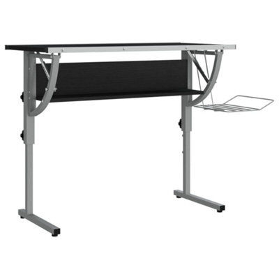 Berkfield Durable Craft Desk Black&grey 110X53X(58-87) Cm Engineered Wood&steel