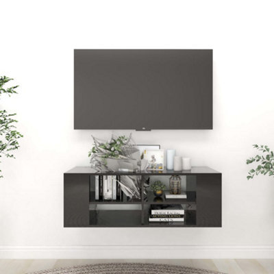 Berkfield Wall-Mounted Tv Cabinet High Gloss Black 102X35X35 Cm Engineered Wood - image 1
