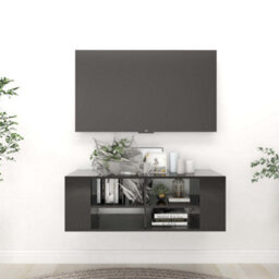 Berkfield Wall-Mounted Tv Cabinet High Gloss Black 102X35X35 Cm Engineered Wood - thumbnail 1