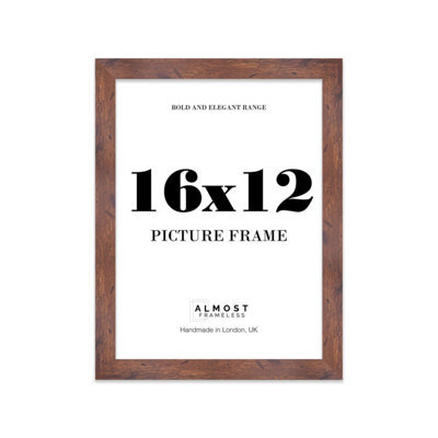 "7X7"" Walnut Picture Frame - 7X7"" Square Frame With 3X3"" Mount For 7X7""/3X3"" Pictures Moderrn Style Thin Edge, 1 Pack" - image 1