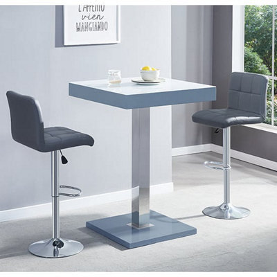 Furniture in Fashion Topaz Glass White Grey Bar Table 2 Coco Grey Stools - image 1