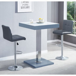 Furniture in Fashion Topaz Glass White Grey Bar Table 2 Coco Grey Stools - thumbnail 1