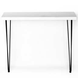 Toolty Rustic Handmade Console Table, Wall Mounted, 80Cm X 17.5Cm , White Daisy, 71.5Cm Legs, Handcrafted Vintage Style - thumbnail 2
