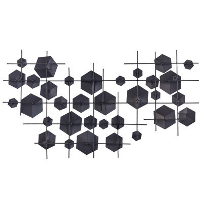 Wyld And Coco Gold Iron Geometric Wall Sculpture Cubes - Handcrafted Art Deco Stacked Cube Design, W89 X D3 X H45Cm - image 1