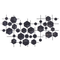 Wyld And Coco Gold Iron Geometric Wall Sculpture Cubes - Handcrafted Art Deco Stacked Cube Design, W89 X D3 X H45Cm - thumbnail 1