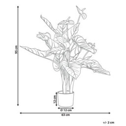 Wyld And Coco Greenleaf Anthurium Artificial Potted Plant 95Cm With Cement Pot, Lifelike Greenery - thumbnail 4