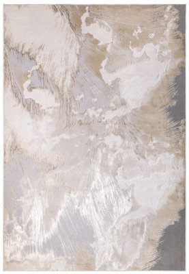 Beige Abstract ,luxurious Modern Easy To Clean Rug For Bedroom & Living Room-160Cm X 230Cm - image 1