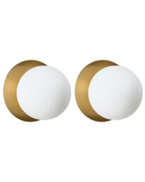 Beliani Gold Wall Lamp Pair, Frosted Glass Shades, W14 X D17 X H16Cm - thumbnail 2