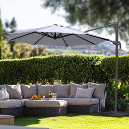 Rinse Bathrooms Grey Roman Umbrella Garden Parasol With Hand Crank Rotation Outdoor Patio Umbrella 3M - thumbnail 1