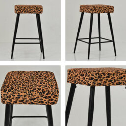 Lakeland Furniture Swan Leopard Fabric Black Fixed Base Bar Stool - thumbnail 2