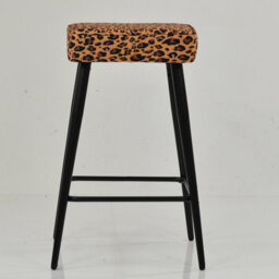 Lakeland Furniture Swan Leopard Fabric Black Fixed Base Bar Stool - thumbnail 3