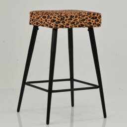 Lakeland Furniture Swan Leopard Fabric Black Fixed Base Bar Stool - thumbnail 4