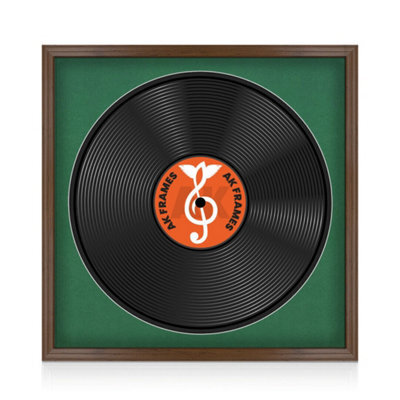"16X16"" Walnut Classic Vinyl Record Frame With Emerald Mount For 12 Inch Lp Disc - Ak Frames" - image 1