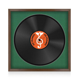 "16X16"" Walnut Classic Vinyl Record Frame With Emerald Mount For 12 Inch Lp Disc - Ak Frames"