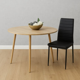 Kosy Koala Modern Round Dining Table With 4 Black Faux Leather Chairs Kitchen Furniture Set - thumbnail 4