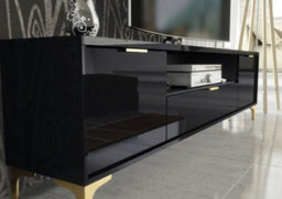 Goldline Gloss Tv Unit 200Cm Black Luxury - Creative Furniture - thumbnail 4