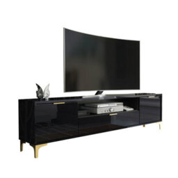 Goldline Gloss Tv Unit 200Cm Black Luxury - Creative Furniture - thumbnail 5