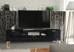 Goldline Gloss Tv Unit 200Cm Black Luxury - Creative Furniture - thumbnail 6