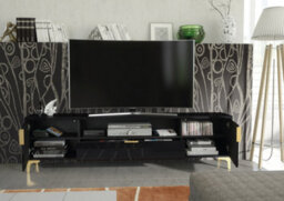 Goldline Gloss Tv Unit 200Cm Black Luxury - Creative Furniture - thumbnail 7