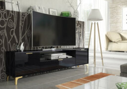 Goldline Gloss Tv Unit 200Cm Black Luxury - Creative Furniture - thumbnail 2