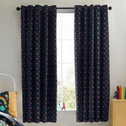 Catherine Lansfield Rainbow Rockets Fully Reversible 66X72 Inch Eyelet Curtains Two Panels Black - thumbnail 3