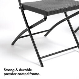Vonhaus Folding Garden Chairs, Rattan Effect Foldable Chairs Set Of 2, Outdoor Folding Chairs, Fold Up Chairs For Alfresco Dining - thumbnail 4