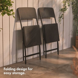 Vonhaus Folding Garden Chairs, Rattan Effect Foldable Chairs Set Of 2, Outdoor Folding Chairs, Fold Up Chairs For Alfresco Dining - thumbnail 3
