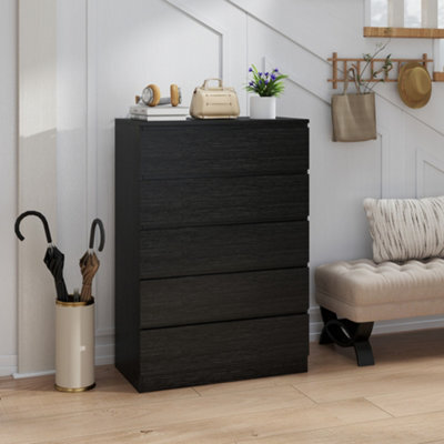 Homcom Chest Of Drawers With 5 Drawers, Modern Dresser For Bedroom, Black - image 1