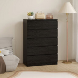 Homcom Chest Of Drawers With 5 Drawers, Modern Dresser For Bedroom, Black - thumbnail 7