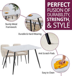 Hallowood Furniture Cullompton Rectangular Dining Table (1.2M) With 4 Beige Fabric Chairs - thumbnail 2
