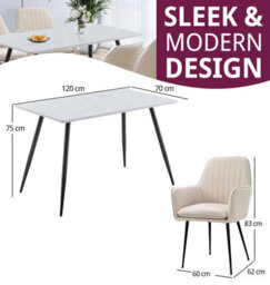 Hallowood Furniture Cullompton Rectangular Dining Table (1.2M) With 4 Beige Fabric Chairs - thumbnail 3
