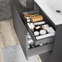 GoodHome Levanna Matt Grey Double Freestanding Bathroom Cabinet (H) 850mm (W) 600mm - thumbnail 6