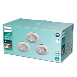 Philips Led Dive Recessed Spotlight 27K, 5.5W, Warm White Ip65, Chrome, Dimmable For Bathrooms