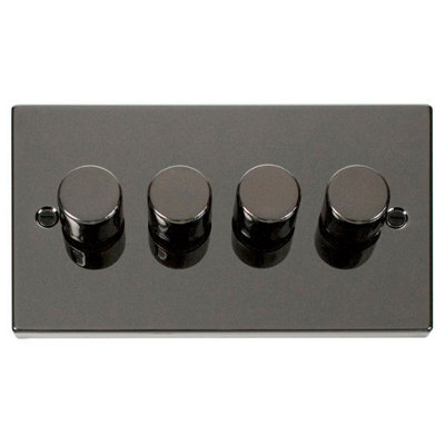 Black Nickel 4 Gang 2 Way Led 100W Trailing Edge Dimmer Light Switch. - Se Home - image 1