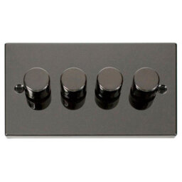 Black Nickel 4 Gang 2 Way Led 100W Trailing Edge Dimmer Light Switch. - Se Home - thumbnail 1