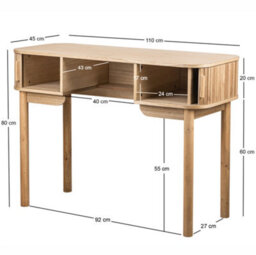 Nordlys 2-Door Ash Wood Desk Classic Style Bedroom - thumbnail 6