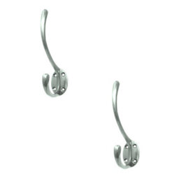Loops 2 Pack Elegant Solid Brass Hat And Coat Hook In Polished Chrome - 142mm - Wall Mounted Clothing Hook - thumbnail 1