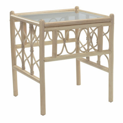 Desser Morley Lamp Table With Glass Top - Natural Rattan - image 1