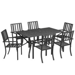 Wyld Haus Suri 7-Piece Metal Outdoor Dining Set - 6 Stackable Chairs And 150 X 90 Cm Rectangular Table With Parasol Hole - thumbnail 2