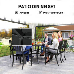 Wyld Haus Suri 7-Piece Metal Outdoor Dining Set - 6 Stackable Chairs And 150 X 90 Cm Rectangular Table With Parasol Hole - thumbnail 6