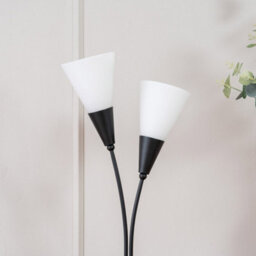 Valuelights Kristina Black 2 Arm Table Lamp With White Frosted Glass Shades - thumbnail 2