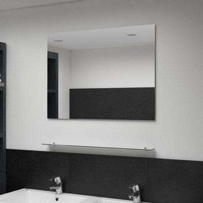 Berkfield Wall Mirror With Shelf 80X60 Cm Tempered Glass - image 1