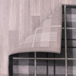 Tartan Grey Chequered Tartan Easy To Clean Rug For Dining Room-80Cm X 150Cm - thumbnail 7