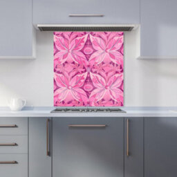 Warren Reed Designer Pink Abstract Floral Design Premium Glass Kitchen Splashback W700mm X H650mm - thumbnail 6