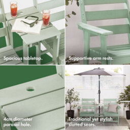 Vonhaus Adirondack Love Seat 2 Seater, Sage Green Jack & Jill Patio Set, Waterproof Hdpe, Companion Set W/ Parasol Hole, Westport - thumbnail 5