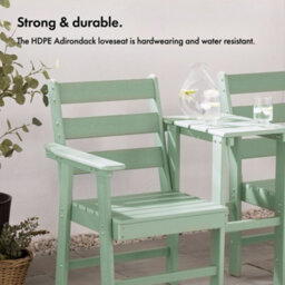 Vonhaus Adirondack Love Seat 2 Seater, Sage Green Jack & Jill Patio Set, Waterproof Hdpe, Companion Set W/ Parasol Hole, Westport - thumbnail 4