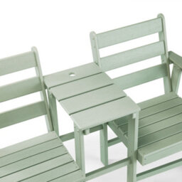 Vonhaus Adirondack Love Seat 2 Seater, Sage Green Jack & Jill Patio Set, Waterproof Hdpe, Companion Set W/ Parasol Hole, Westport - thumbnail 8