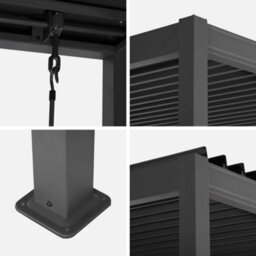 Sweeek - Louvered Pergola Aluminum And Steel 3X3M Anthracite - Flash - thumbnail 6