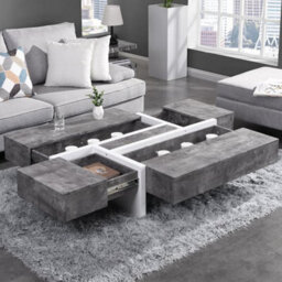 Furniture in Fashion Storm Gloss Storage Coffee Table In White And Concrete Effect - thumbnail 2